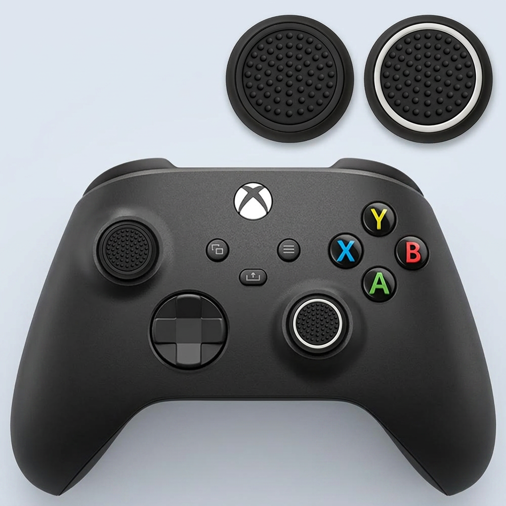 Xbox 컨트롤러 4/3/2 공용 호환 블랙 라인 엠보 게이밍 실리콘 스틱 캡 4P SET, 블랙블랙 2P, 블랙화이트 2P, 1개