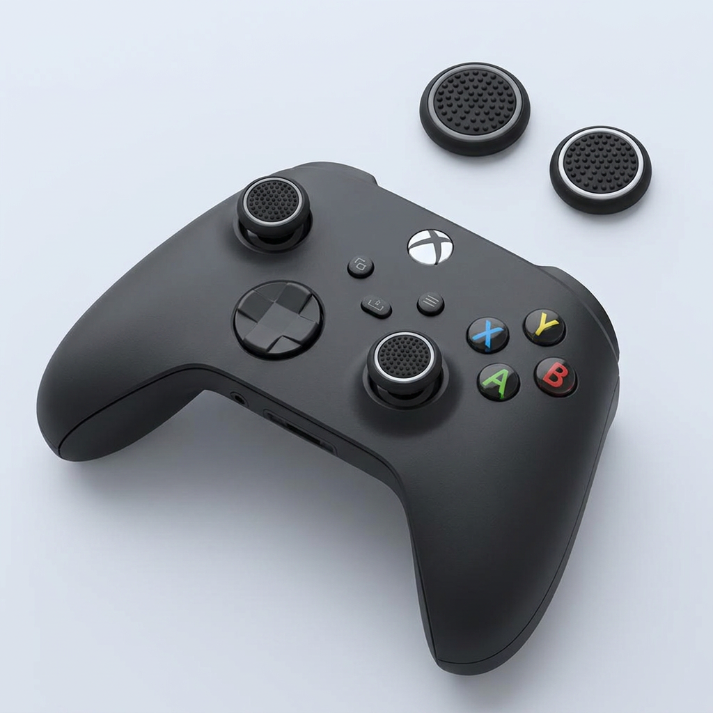 Xbox 컨트롤러 4/3/2 공용 호환 블랙 라인 엠보 게이밍 실리콘 스틱 캡 4P SET, 블랙그레이 2P, 블랙화이트 2P, 1개