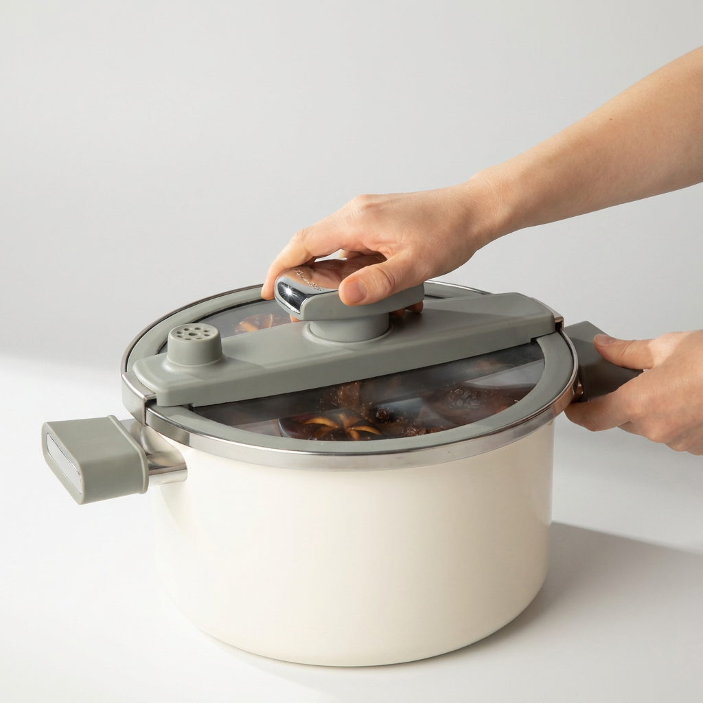 코코에르 IH 고요 저압냄비, 아이보리, 6L, 1개, 최대커버사이즈 24cm