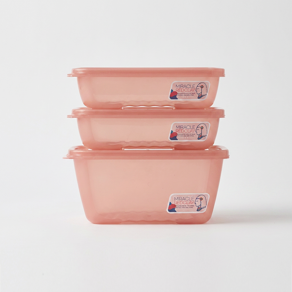 미라네주방 김치 보관 세트, 소, 미라클통 황토 950ml 2개 + 1.8L 1개, 3개