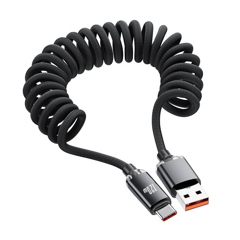 120W C타입 코일 고속충전선 2M, 블랙, 2m, 1개