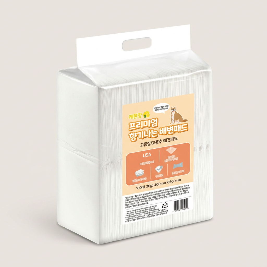 CNL 디럭스 강아지 배변패드, 레몬향, 100매, 4팩, 1개