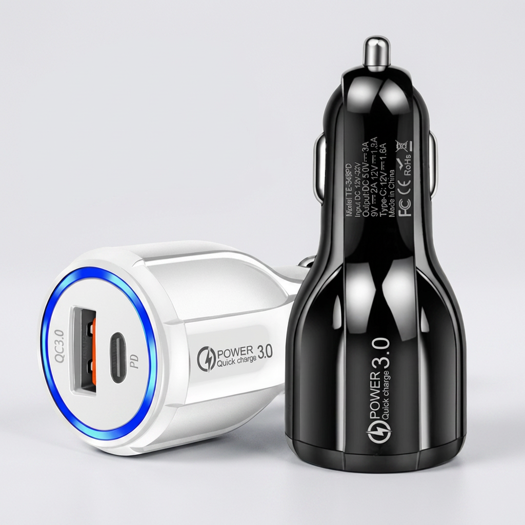 레벨업 차량용 충전기 38W QC3.0 PD USB, 화이트, 1개