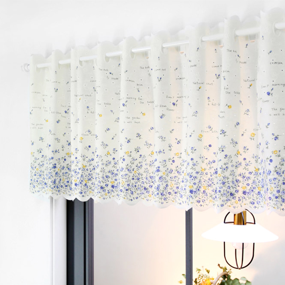 다하임 천송이 바란스 주방커튼 K23, 화이트, 200cm x 44cm