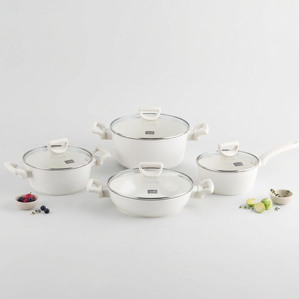 키친플라워 꾸테 세라믹 인덕션 냄비 3종 세트, 아이보리, 편수18cm + 양수20cm + 전골24cm, 1세트