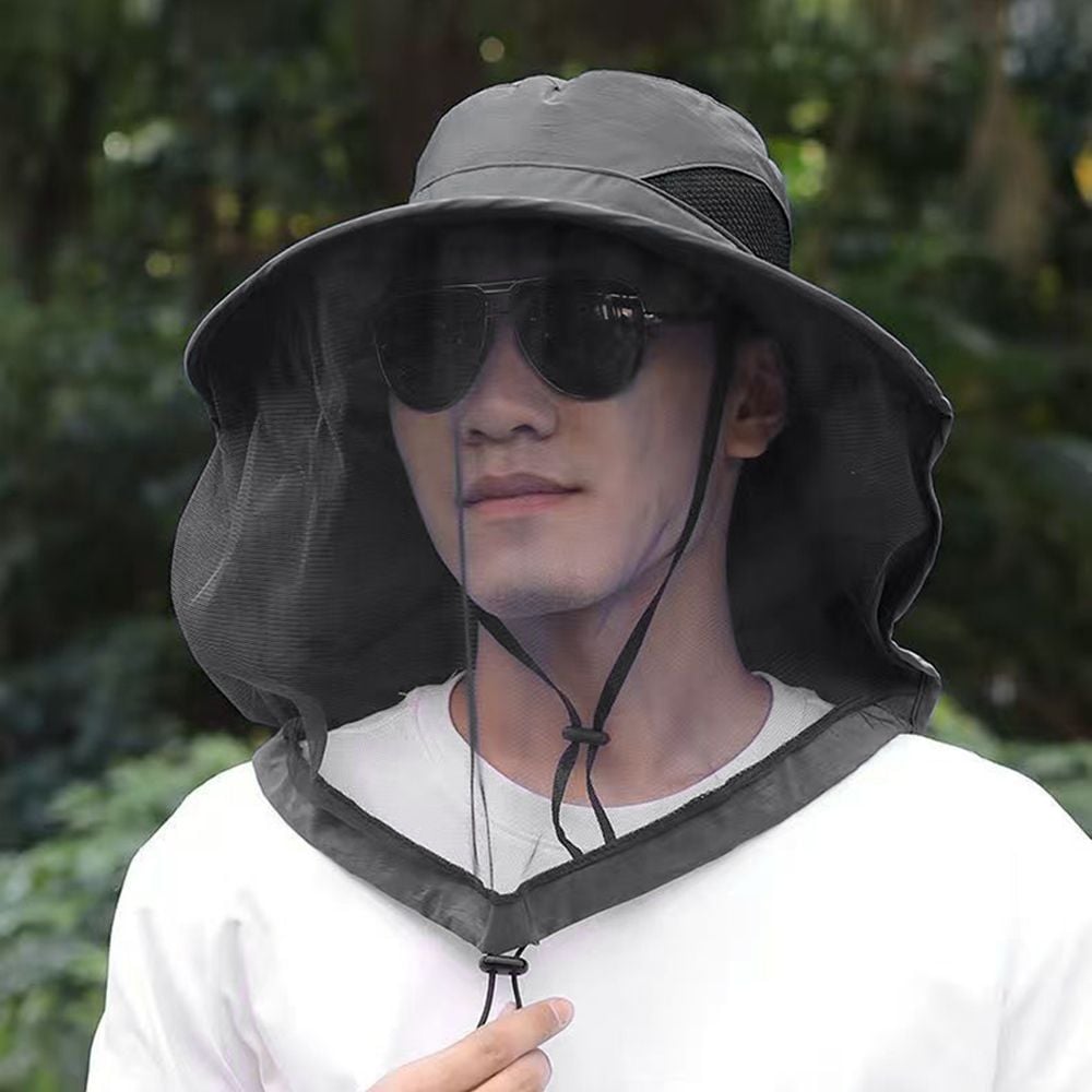 누리나르샤 벌초모자 와이드챙 여름 메쉬 방풍 날파리방지 모기장 등산 양봉 벌레방지 낚시 방충망 사파리, 그레이
