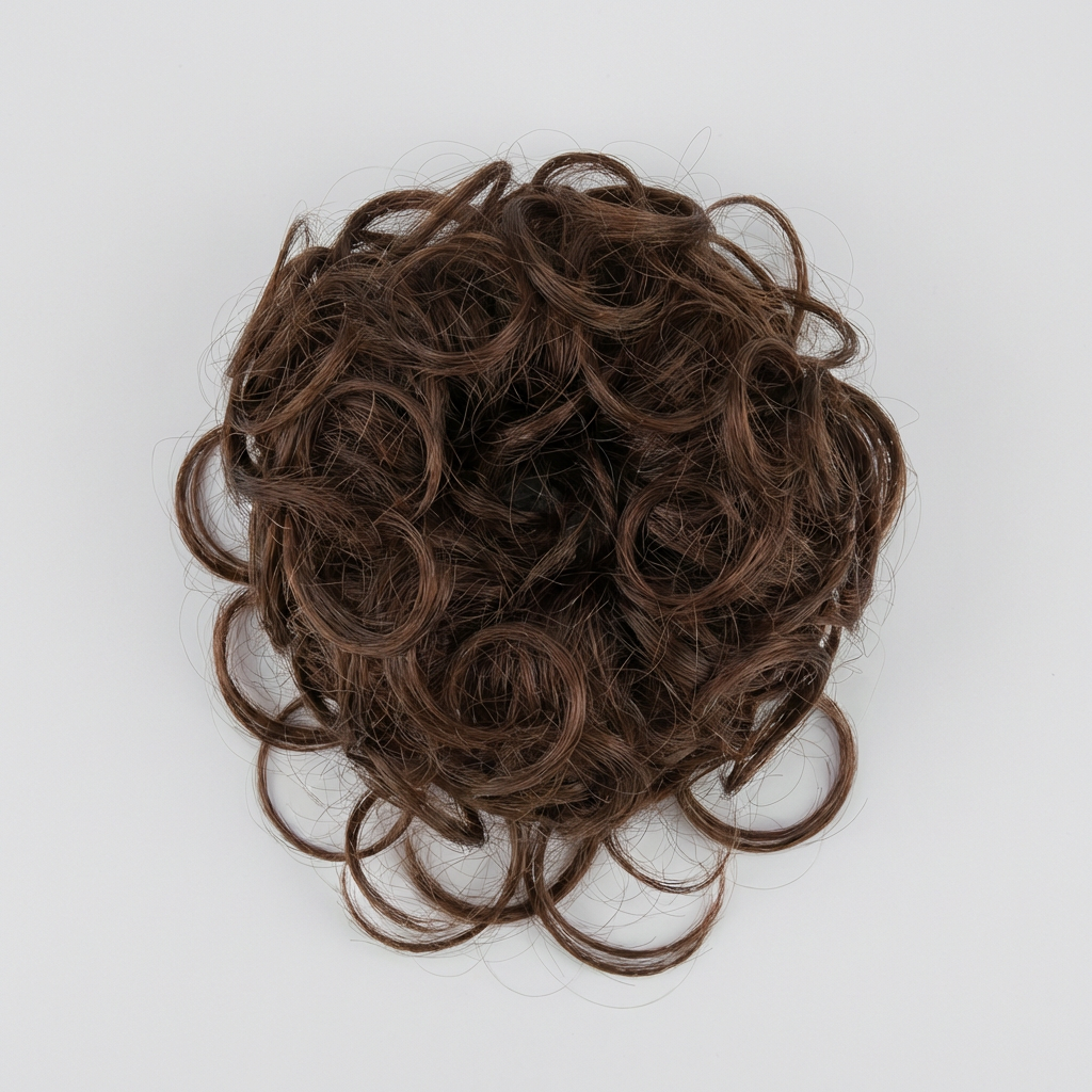 똥머리 집게핀 가발, 다크브라운, 12 x 9cm, 1개