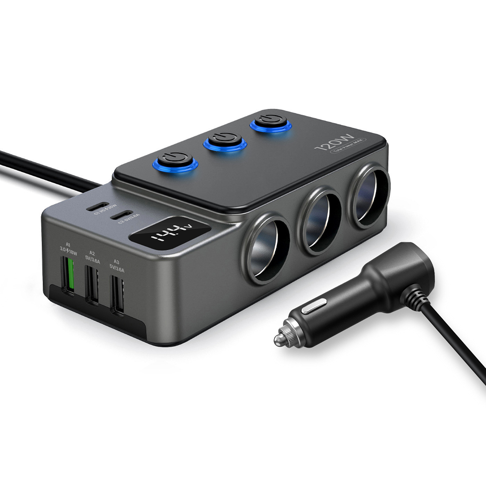 (주)기봉코리아 엑스트라 MX490 차량용 3구 5포트 멀티 충전기, 3구 소켓, 5포트, 1개