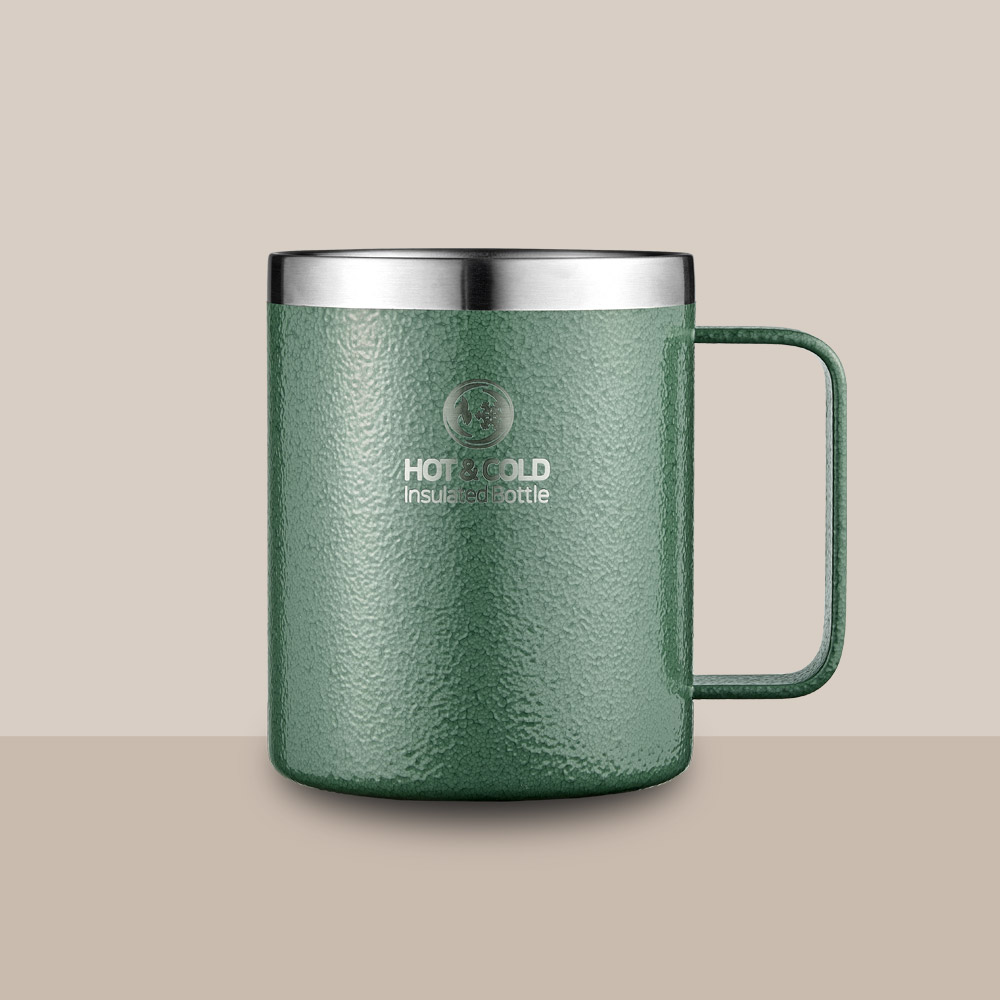 주식회사 리벤스 리벤스 스텐 보온보냉 손잡이 머그컵, 그린, 400ml, 1개
