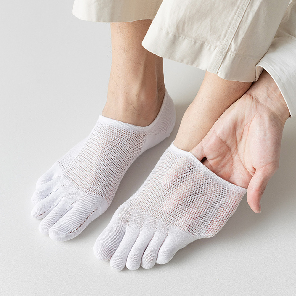 남성 메쉬 발가락덧신, 블랙, 5켤레