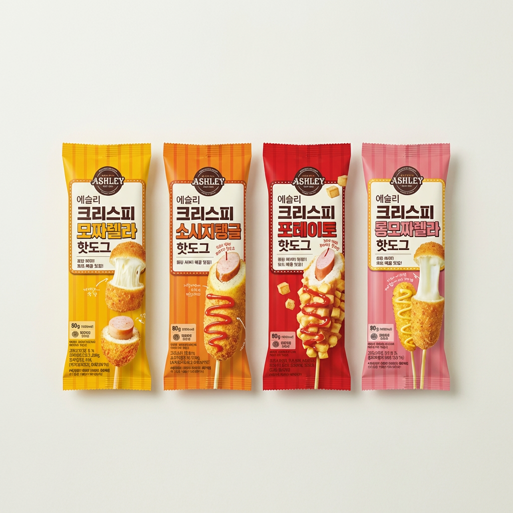 애슐리 크리스피 핫도그 4종, 80g, 8개입, 1세트