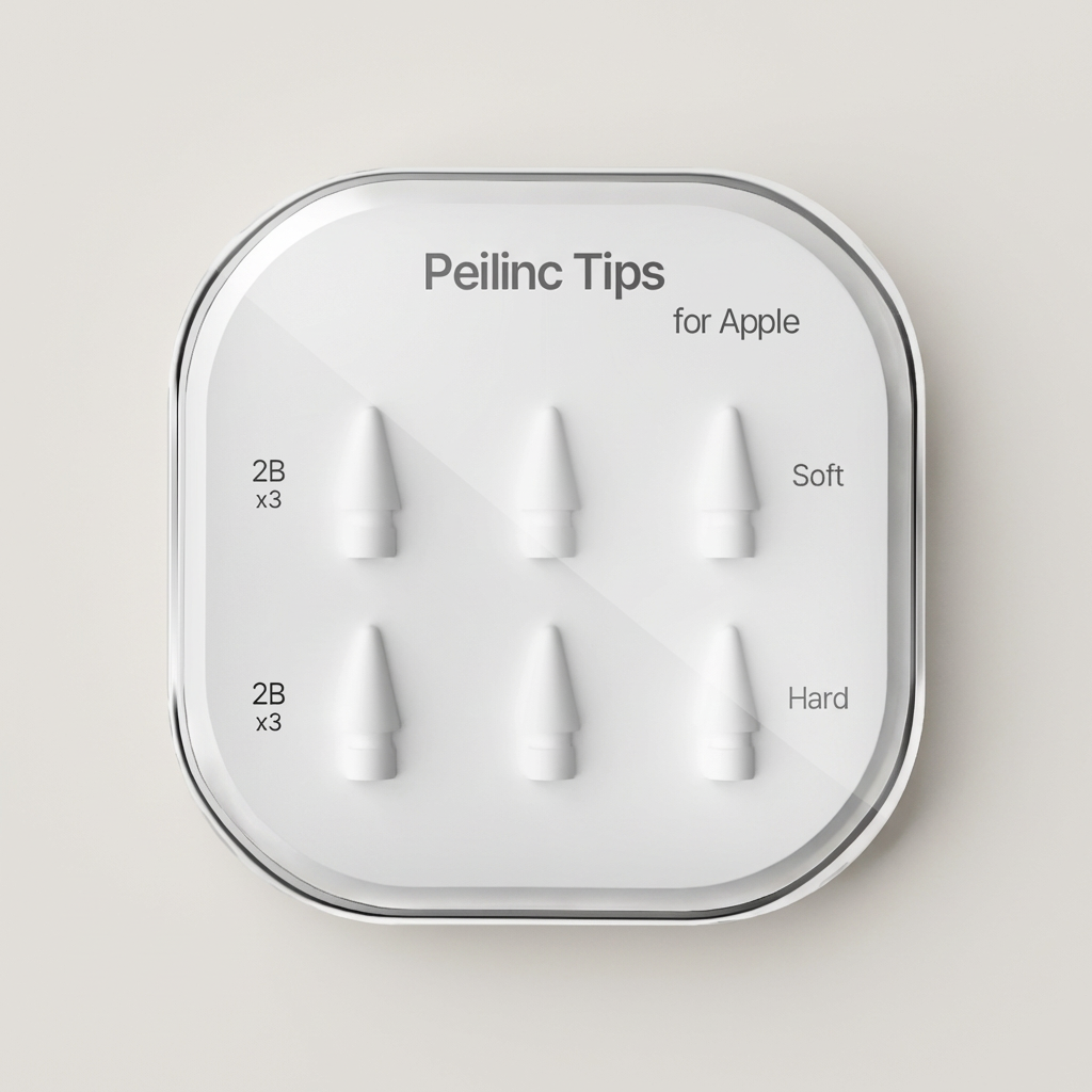 Peilinc 정품 애플펜슬 1/2/3세대 호환 펜촉, 2B 6개, 화이트, 1세트