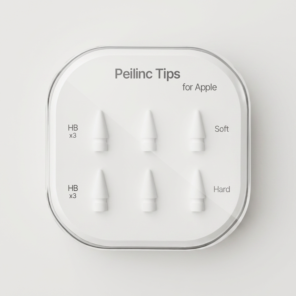 Peilinc 정품 애플펜슬 1/2/3세대 호환 펜촉, HB 6개, 화이트, 1세트
