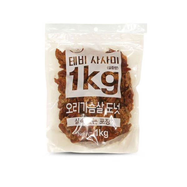 테비 고런치 대용량 강아지간식, 오리가슴살 도넛, 1kg, 1개