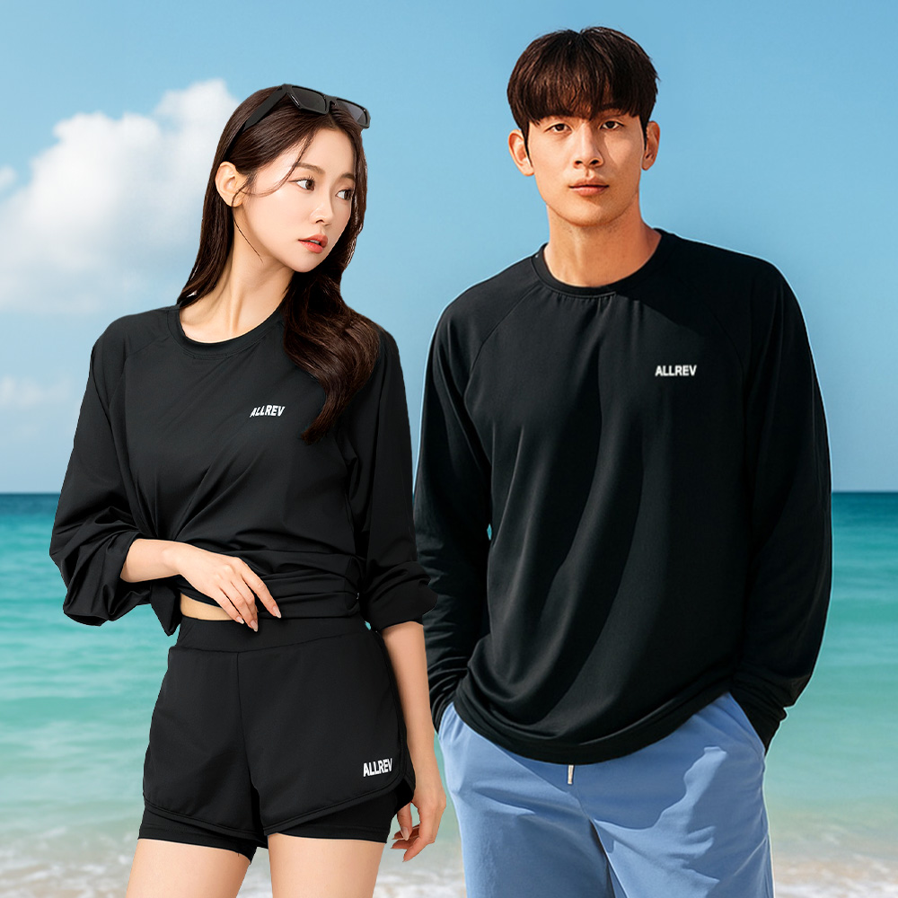 올레브 빅사이즈 래쉬가드, 블랙, XL