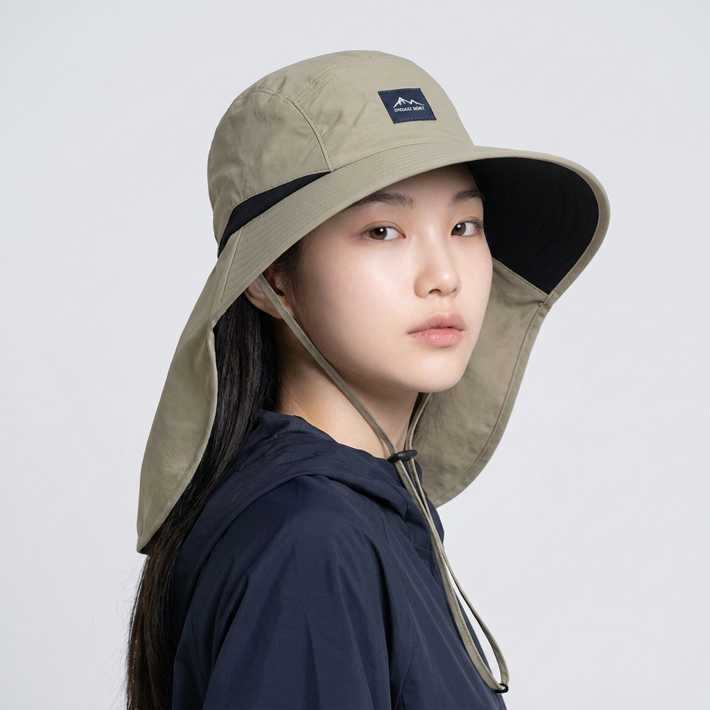 여성 등산 모자 햇빛 가리개 자외선 차단 목가림 버킷햇, 연카키, 52~60cm