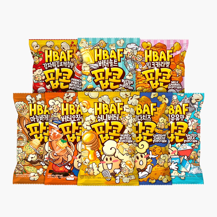 HBAF 팝콘 맛보기 세트, 8종, 1세트