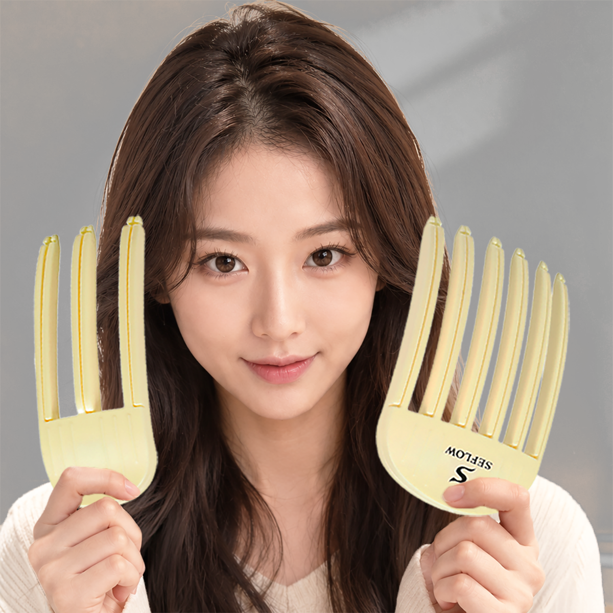 세플로 헤어 뿌리 볼륨 집게 2종, 베이지, 1세트