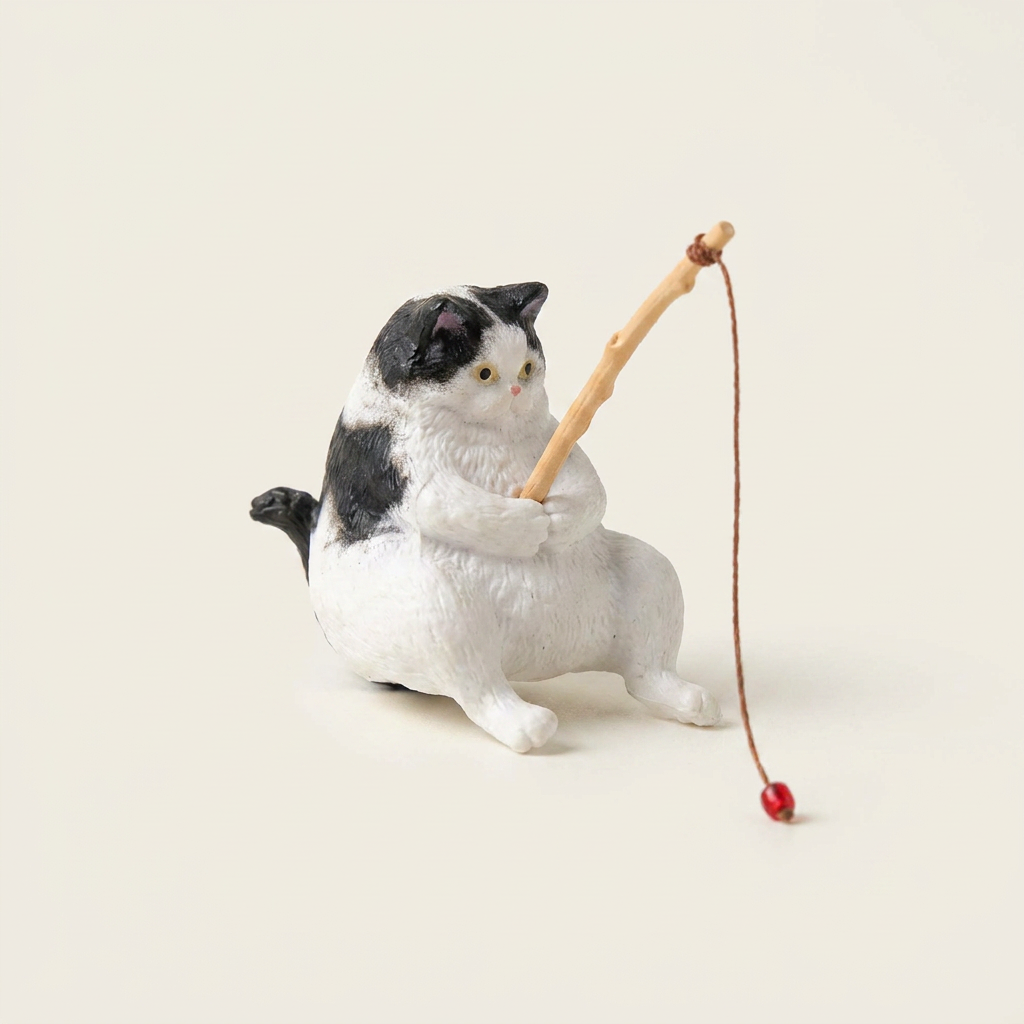 펫플랜트 미니어처 낚시고양이 데코소품, 블랙캣, 3cm