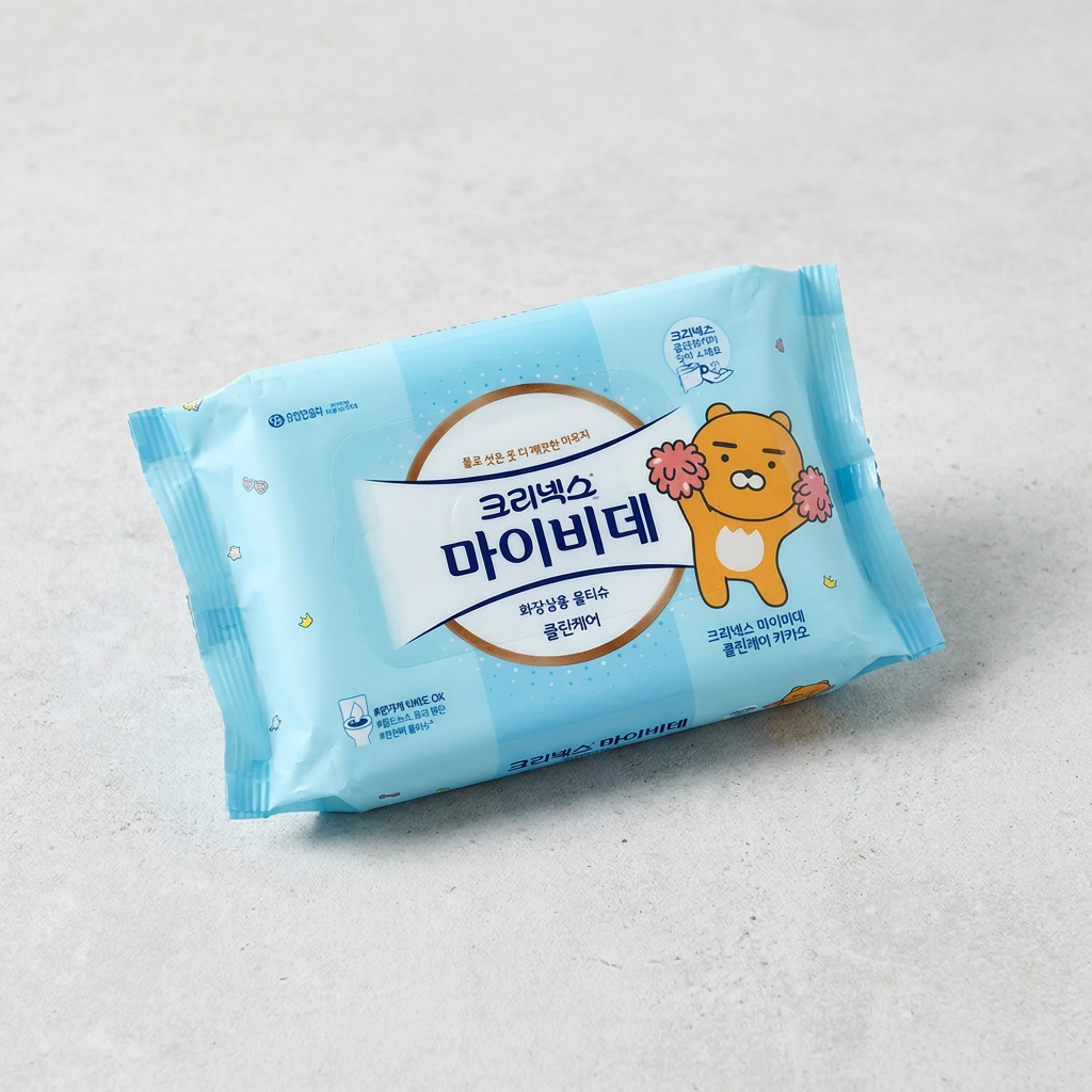 크리넥스 마이비데 클린케어 화장실용 물티슈, 40매, 8팩