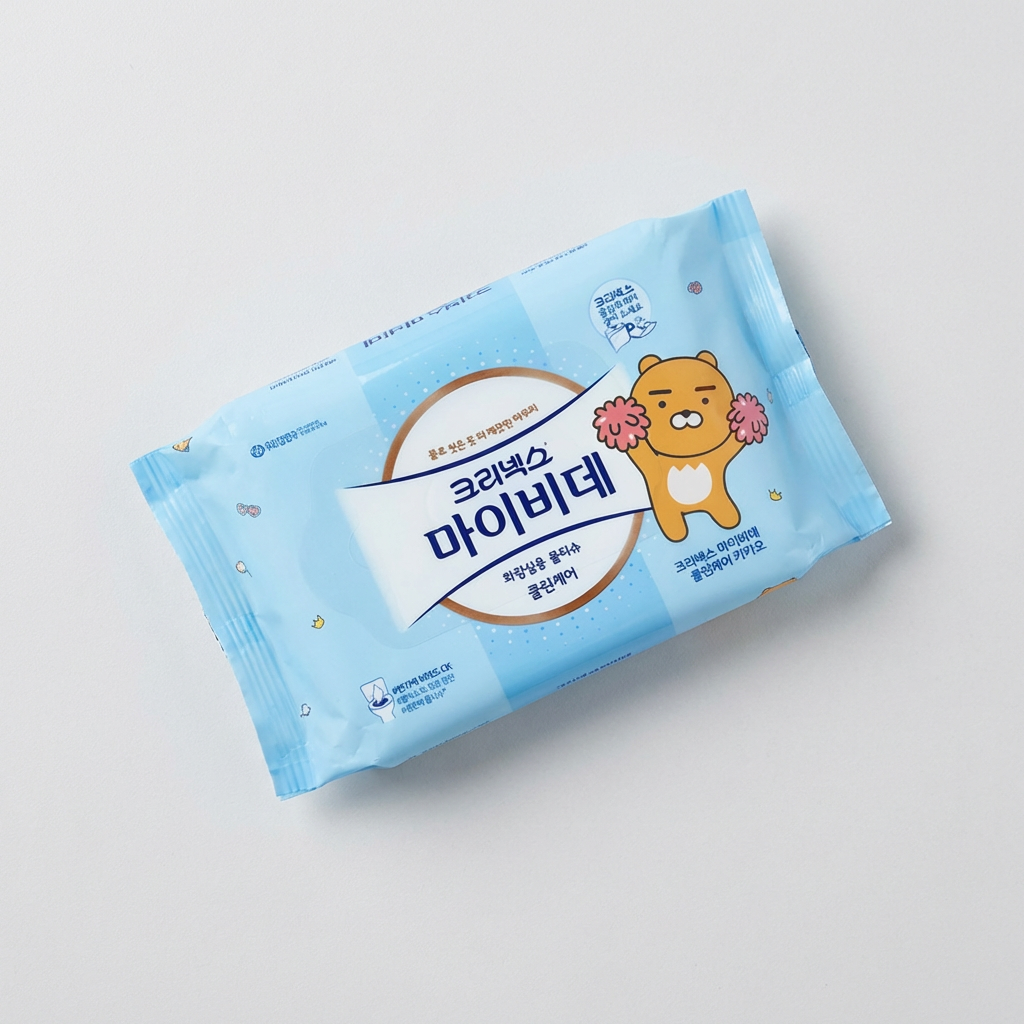 크리넥스 마이비데 클린케어 화장실용 물티슈, 리필형, 40매, 16팩