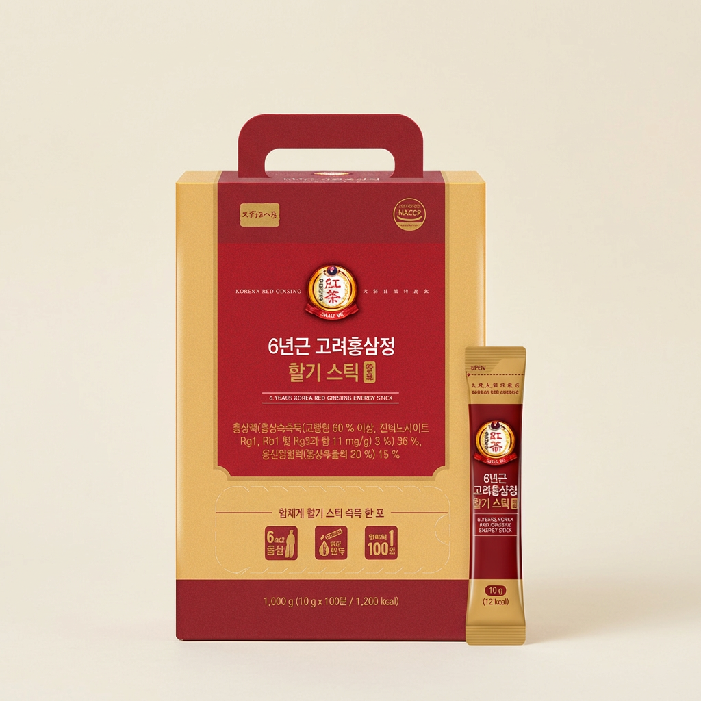 정원삼 6년근 고려홍삼정 활기 스틱, 10g, 100포, 1박스