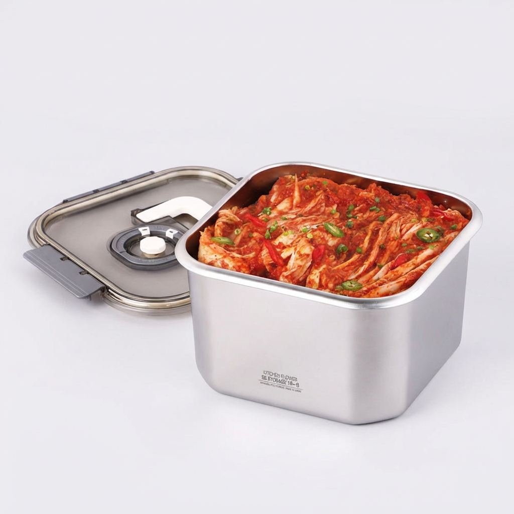키친플라워 연마제 없는 원터치 스텐 304 김치통, 5.5L, 1개
