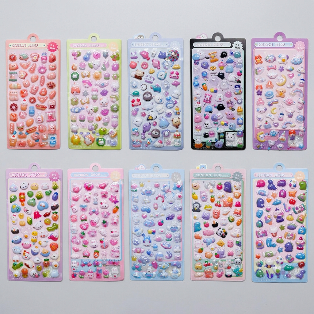 3D 입체스티커, 폰꾸 다꾸, 10장, 1세트