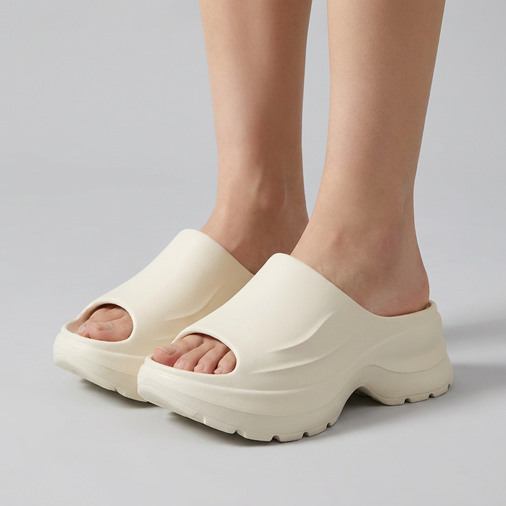 까발로 여성 통굽 키높이 슬리퍼, 블랙, 245mm