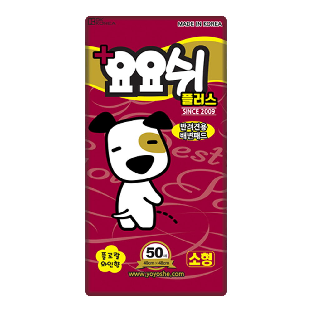 주식회사 지엘 요요쉬 반려견용 배변패드 소형 와인 플러스, 40x48cm, 50매, 1팩