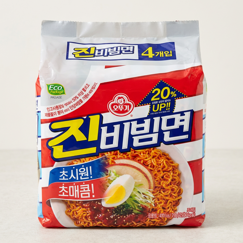 오뚜기 진비빔면 4개 + 진밀면 4개 + 진라면 매운맛 5개 + 열라면 5개, 1세트