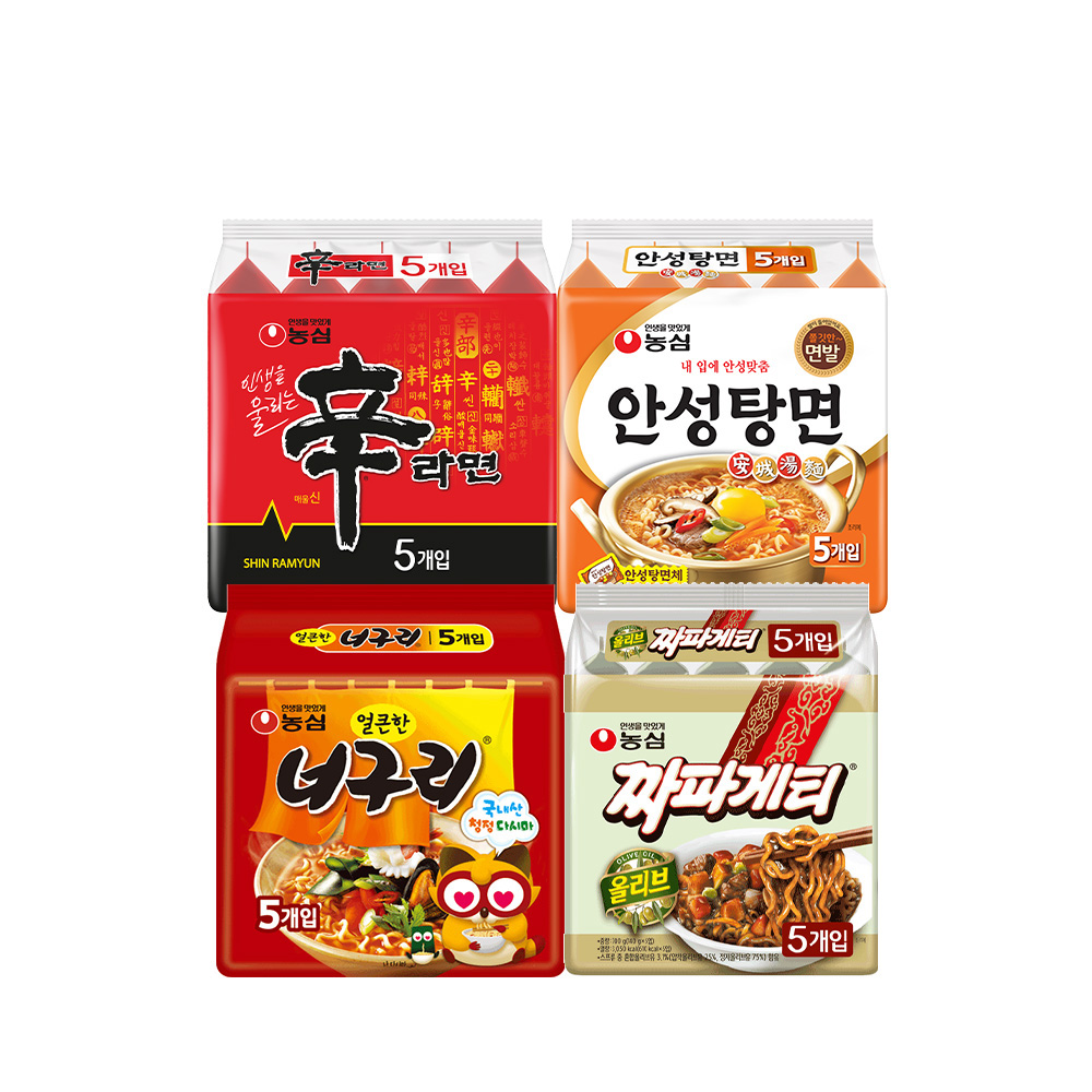 농심 신라면, 120g, 5개 + 안성탕면, 125g, 5개 + 너구리, 120g, 5개 + 짜파게티, 140g, 5개 가격 추이 농심 신라면, 120g, 5개 + 안성탕면, 125g, 5개 + 너구리, 120g, 5개 + 짜파게티, 140g, 5개 - 최저가 16,632원