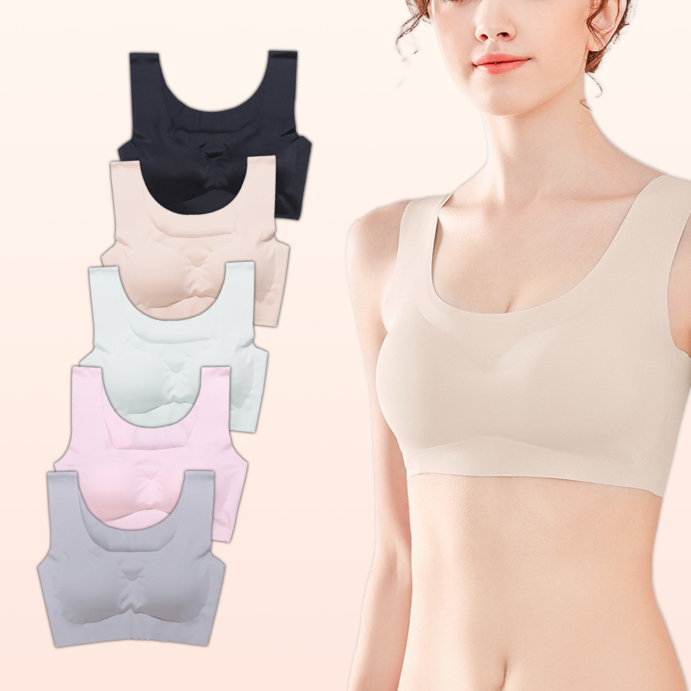 코리본 노와이어 심리스 브라탑, 스킨, XL, 1개