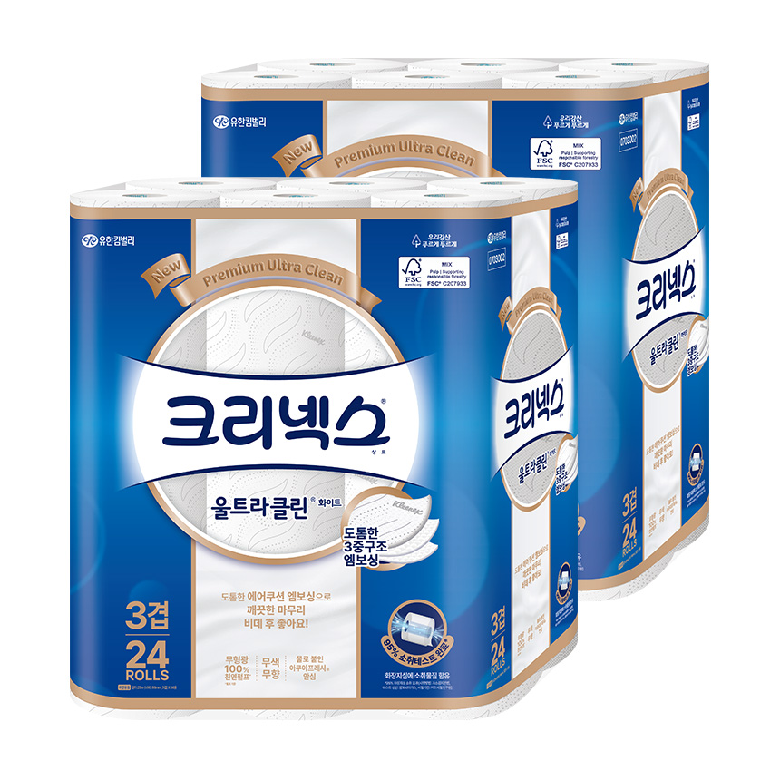 크리넥스 울트라클린, 3겹, 25m, 24롤, 2팩 가격 추이 크리넥스 울트라클린, 3겹, 25m, 24롤, 2팩 - 최저가 23,900원