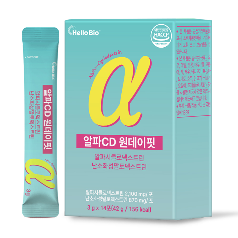 헬로바이오 알파CD 원데이핏 알파시글로덱스트린, 3g, 14포, 1개 가격 추이 헬로바이오 알파CD 원데이핏 알파시글로덱스트린, 3g, 14포, 1개 - 최저가 5,900원