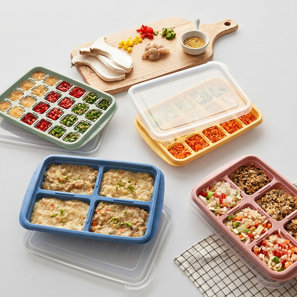 1+1 이유식 큐브 보관 용기, 큐브 그린24구+큐브 그린24구, 250ml, 1개
