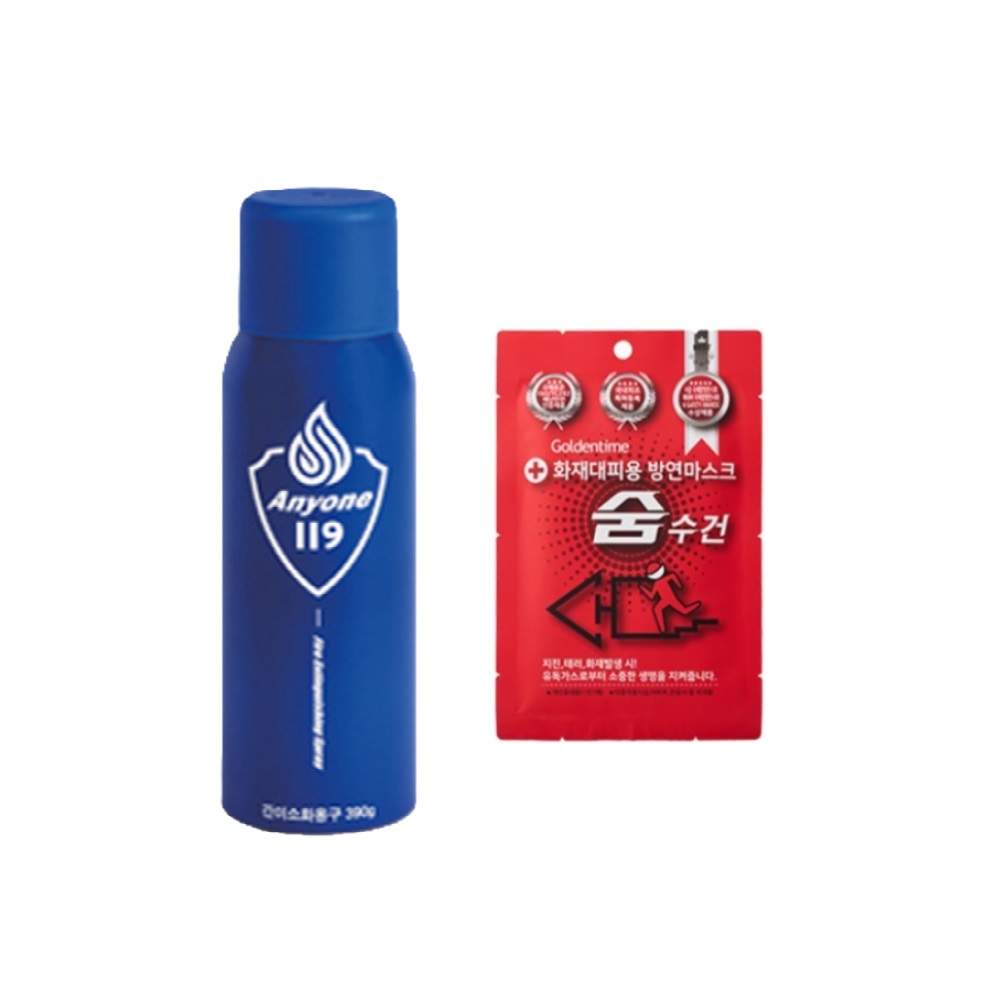 애니원119 화재 비상용 세트, 390g, 블루+숨수건 비치용 45g, 1세트