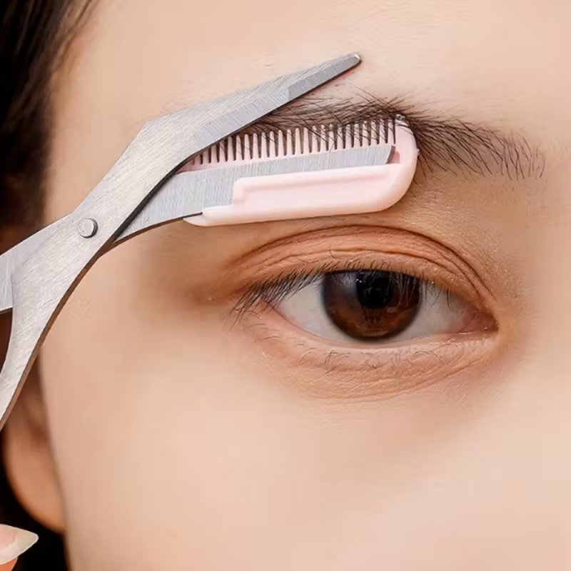 상뚜 코퍼레이션 반달 눈썹가위 세트, 핑크, 눈썹가위 1개 + 눈썹칼 1개, 2개, 5세트