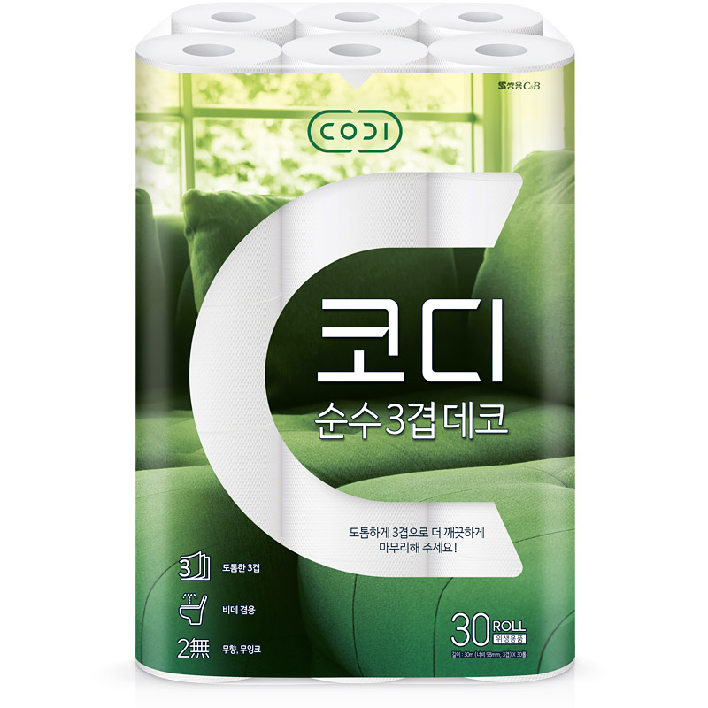 주식회사 경신유통 코디 순수 3겹 데코, 30m, 30롤, 1개