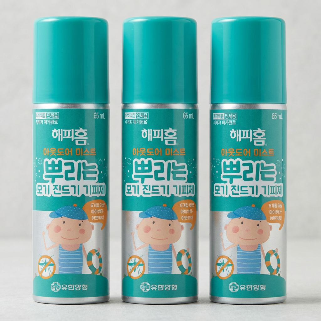 해피홈 아웃도어 미스트 모기·진드기 기피제, 65ml, 3개