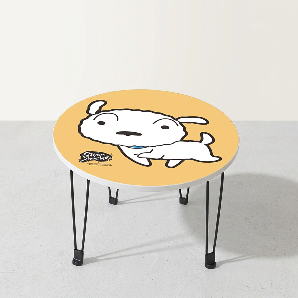 레토지엠에스 짱구는 못말려 다용도 원형 접이식 테이블, CBT-FC02 흰둥이, 500mm, 2인용