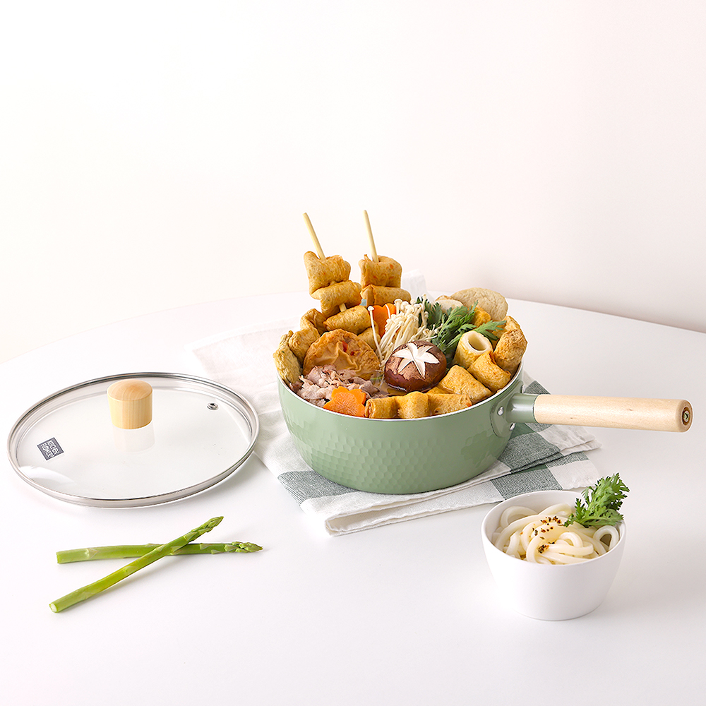 키친플라워 쿠킨 IH 인덕션 우드 세라믹 편수 냄비, 20cm, 1개