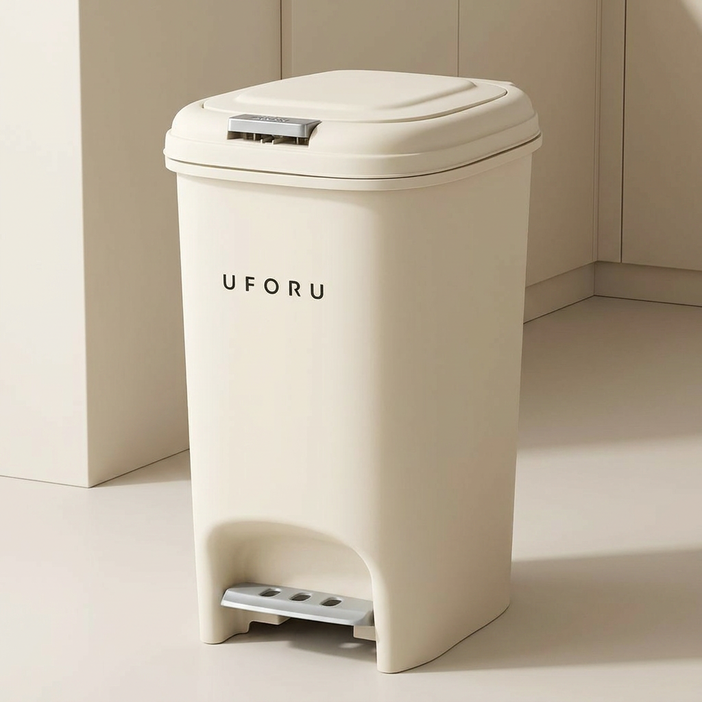 포르 투버튼 페달 휴지통, 베이지, 20L, 1개