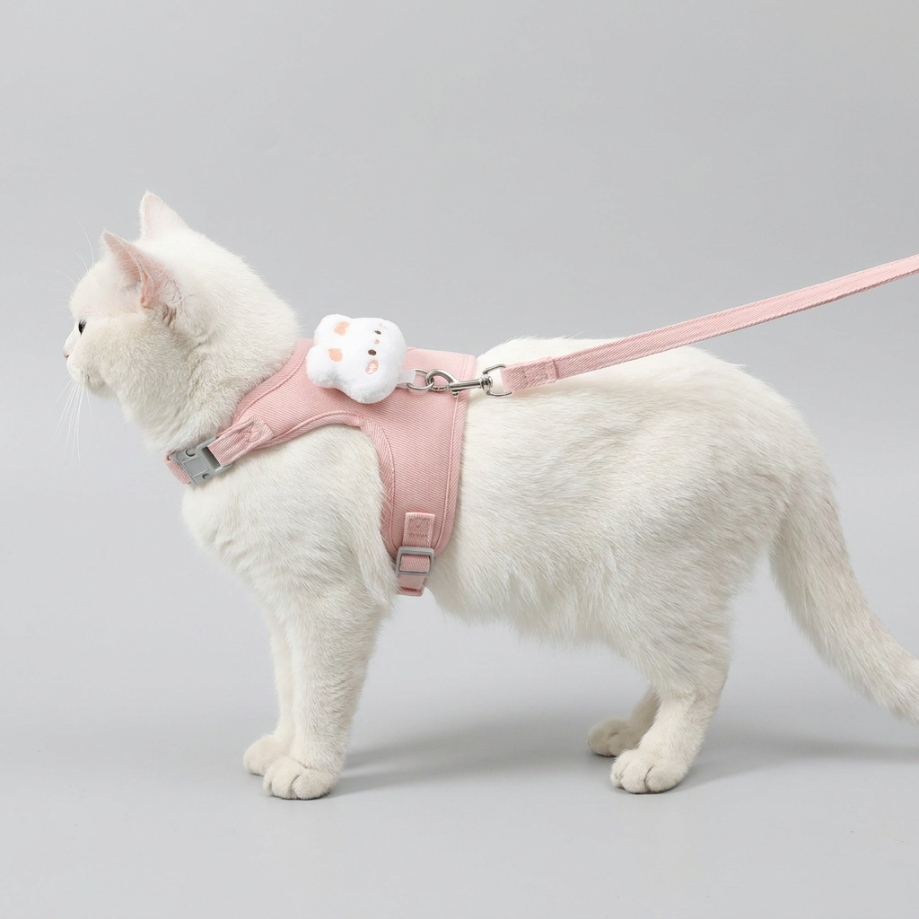 고양위들 고양이 하네스 리드줄 세트, S, 핑크, 1개