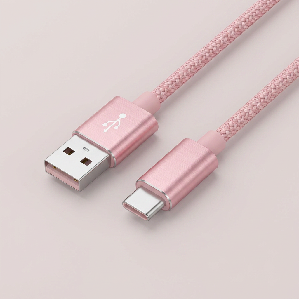 WJT 메탈 고속 충전 케이블, USB-C, 핑크, 1.5m, 2개