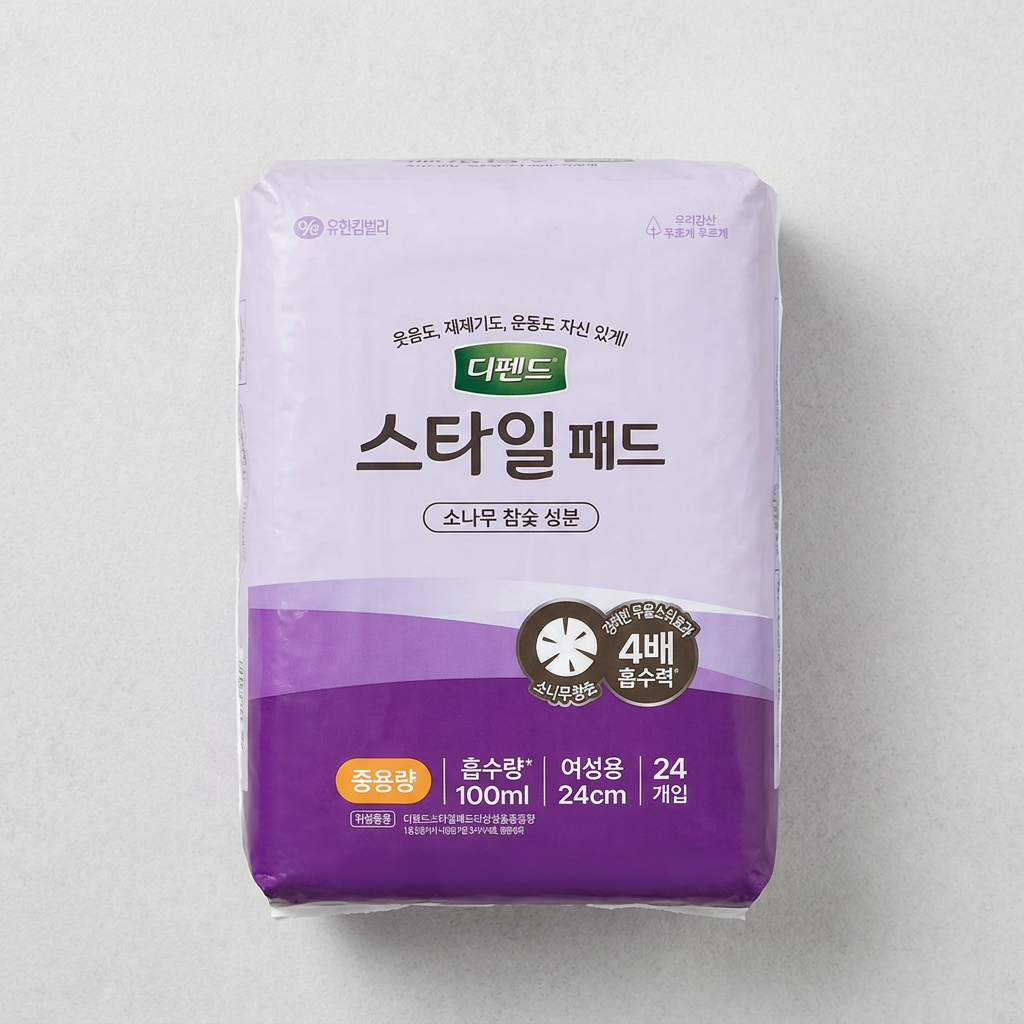 디펜드 스타일 패드, 참숯, 중용량, 24매, 4팩