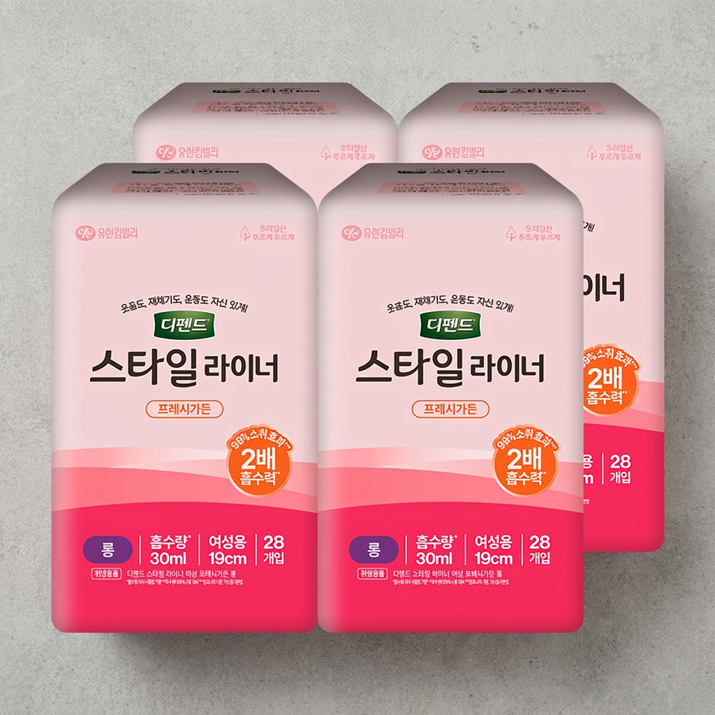 디펜드 스타일 라이너, 롱, 프레시가든, 28매, 4팩