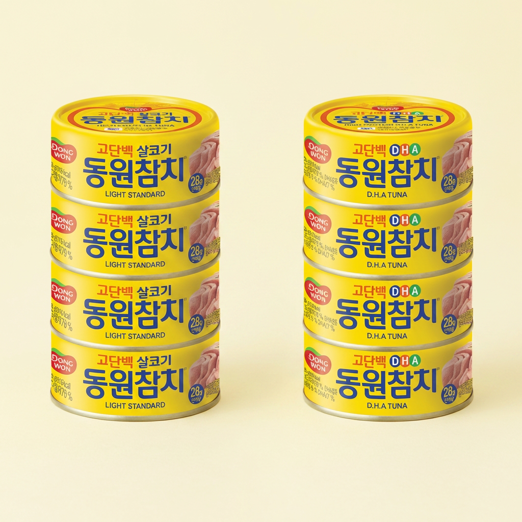 동원 DHA 참치, 150g, 8캔 + 동원 라이트스탠다드 참치, 150g, 4캔, 1세트