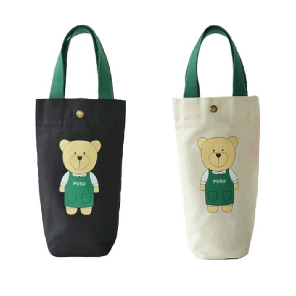 곰돌이 텀블러 가방, 블랙 1개 + 아이보리 1개, 1세트