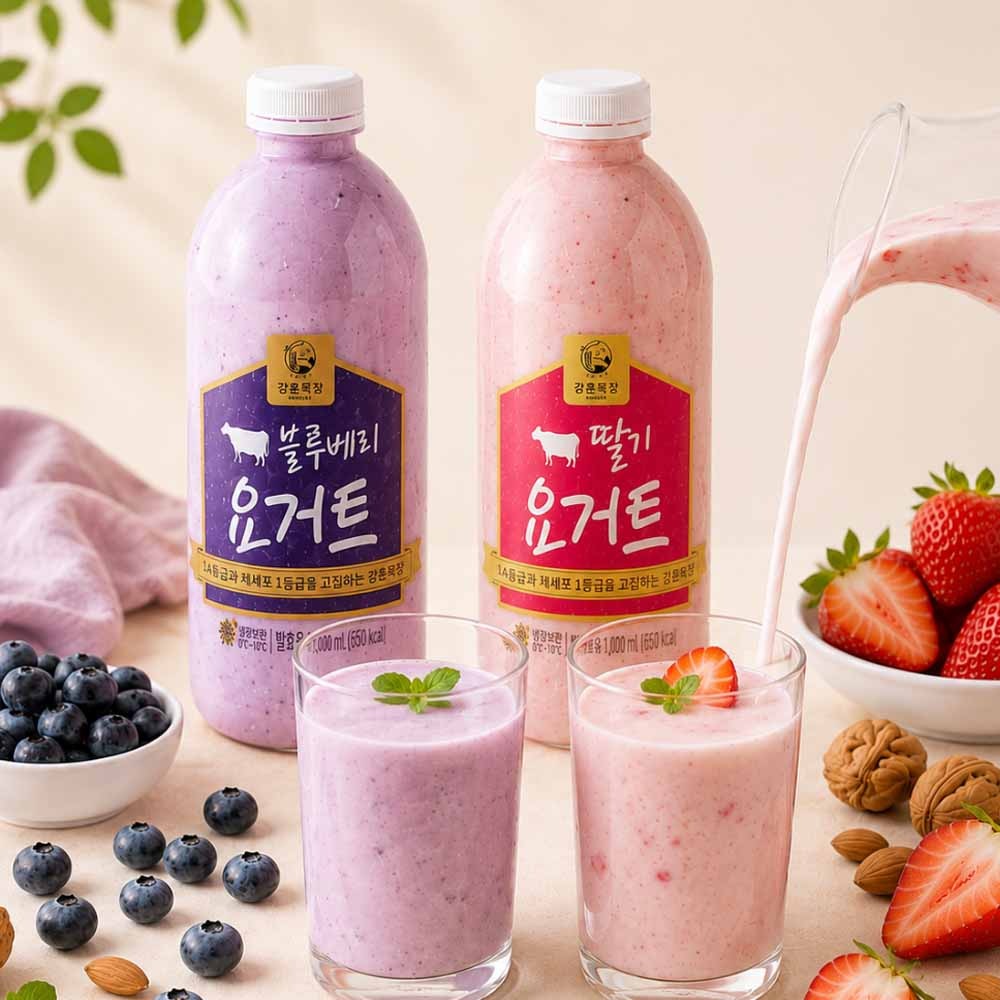 강훈목장 수제 요거트, 블루베리, 1L, 1개 + 딸기, 1L, 1개 가격 비교 강훈목장 수제 요거트, 블루베리, 1L, 1개 + 딸기, 1L, 1개